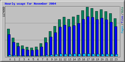 Hourly usage for June 2004