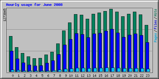 Hourly usage for June 2008